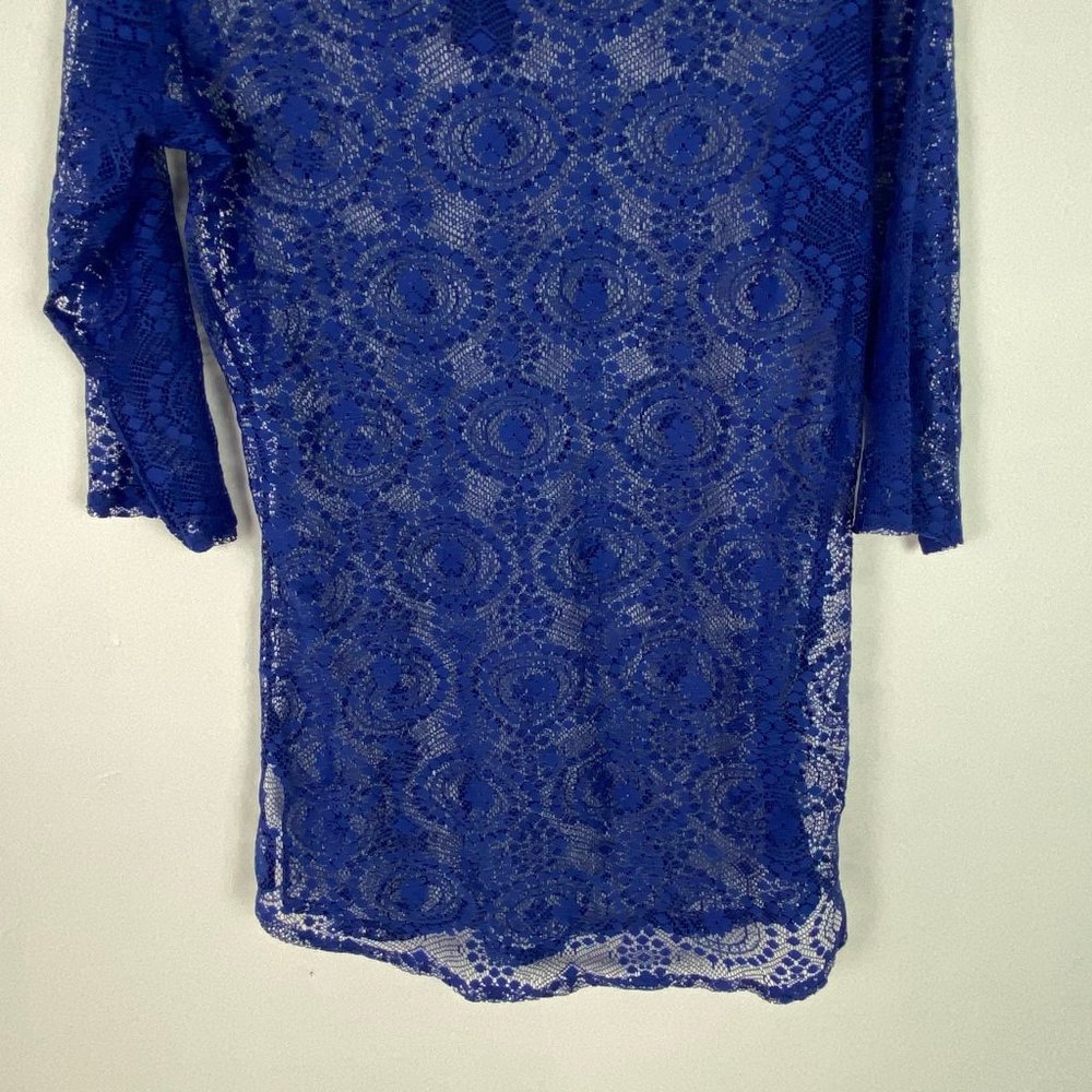 NWT Abercrombie & Fitch Royal Blue Lace 3/4 Sleeve Top Swim Cover Up Size XS NEW - Picture 9 of 9